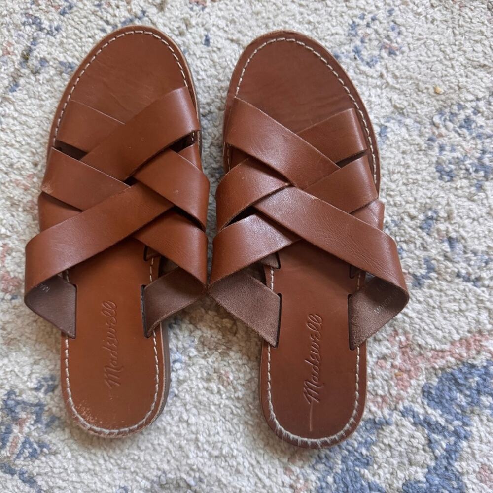 Madewell The Boardwalk Tan Leather Crisscross Sandals